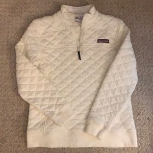 Ivory 1/4 Zip Quilted Pullover